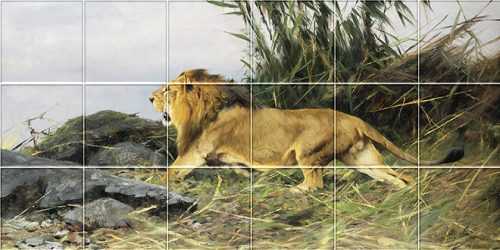Tile mural - wildlife -lion 