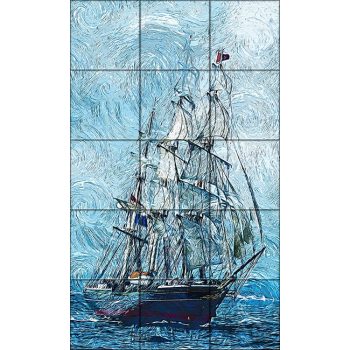 Ceramic tile mural - ship  Van Gogh style  Ceramic tile mural - ship  Van Gogh style