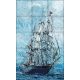 Ceramic tile mural - ship  Van Gogh style 