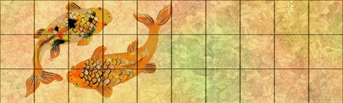 Tile mural - golden carps