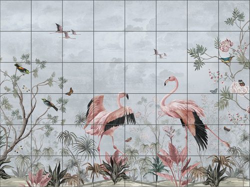 Ceramic tile mural flamingo 