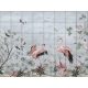 Flamingos and tropical birds among pastel plants – elegant tile mural