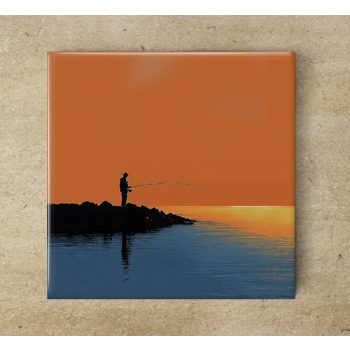 Edényalátét csempe - hegyi tó