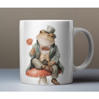 Frog with hat and flower mug