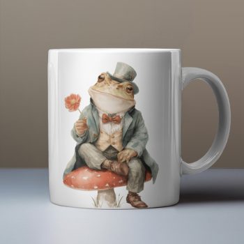 Frog with hat and flower mug