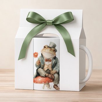 Frog with hat and flower mug