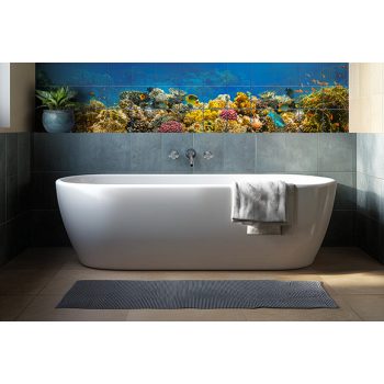 Colorful coral reef with tropical fish – ceramic tile mural with underwater theme