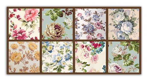 Vintage flower patterned border tile