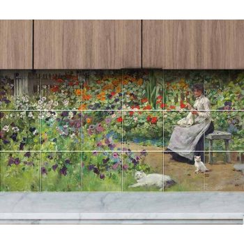 Ceramic tile mural - idyll in the garden