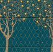 ceramic tile mural with orange trees