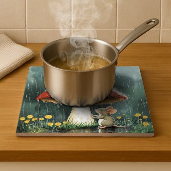 Mouse under a mushroom - ceramic tile trivet