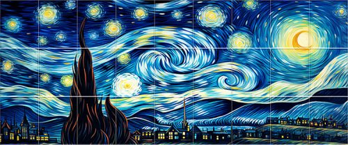 Ceramic tile mural - Van Gogh: Starry night 