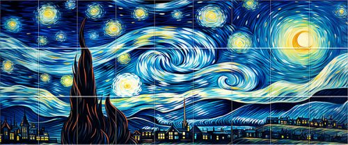 Van Gogh: Csillagos éj csempe