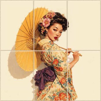 Gésa Pin-up lány - mozaik csempe 