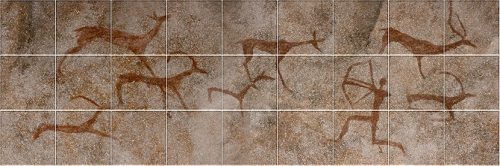 Neandervölgyi barlangrajz - mozaik csempe (136x45cm)