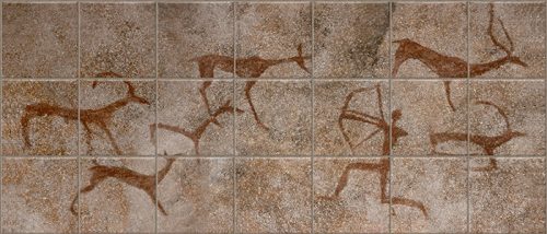 Neandervölgyi barlangrajz - mozaik csempe (136x45cm)