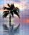 Beach and palm tree in the sunset - tile mural