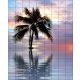 Beach and palm tree in the sunset - tile mural