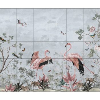 Ceramic tile mural flamingo 