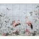 Flamingos and tropical birds among pastel plants – elegant tile mural
