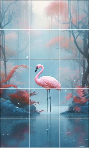 Tile mural - flamingos
