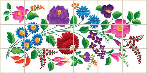 Ceramic tile mural - Hungarian folk art motif 