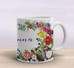 Unique personalized name mug with flower decoration 