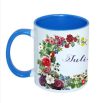 Unique personalized name mug with flower decoration 