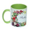 Unique personalized name mug with flower decoration 
