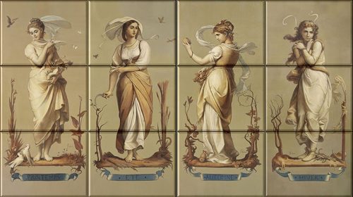 Évszakok - szecessziós mozaik csempe (80 x 45 cm)