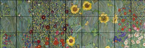 Ceramic tile mural - Gustav Klimt: Village garden with sunflowers 