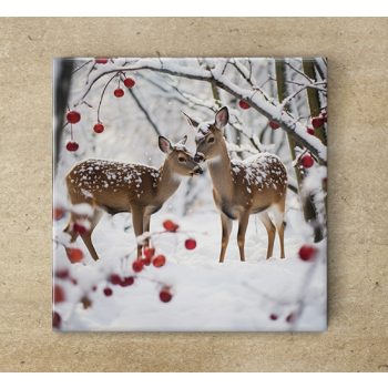 Ceramic trivet - deers in the snow