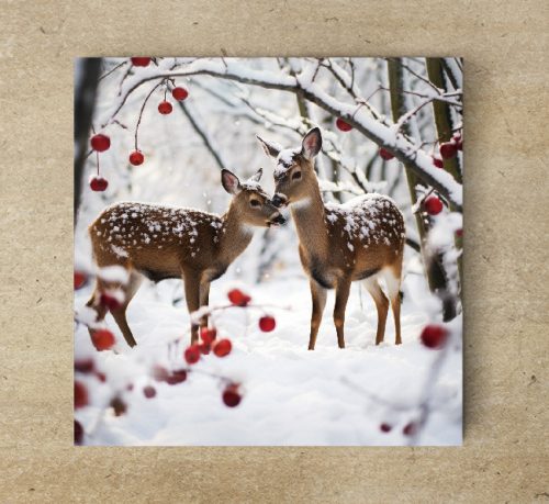 Ceramic trivet - deers in the snow