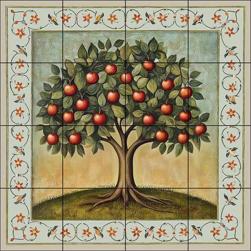 Ceramic tile mural - apple tree