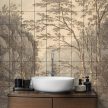 Monochrome river and tree landscape in classical style – ceramic tile mural