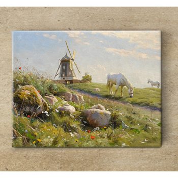 Ceramic tile trivet - farm - horses II. 