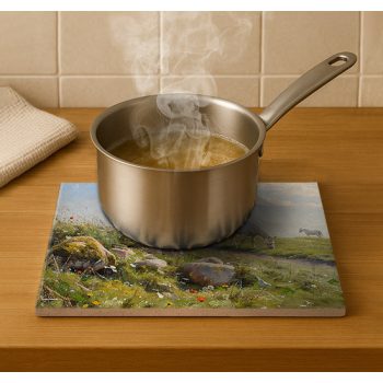 Ceramic tile trivet - farm - horses II. 