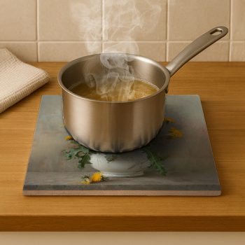 Dandelions in vase - ceramic tile trivet