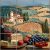 Tile mural with Tuscan landscape, grapes, tomatoes, cheese and wine