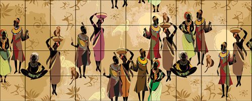 Ceramic tile mural - african people