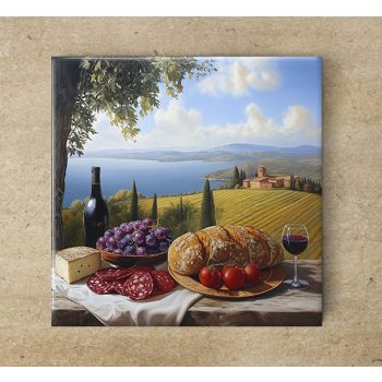 Ceramic tile mural - drink - Wine tasting table 