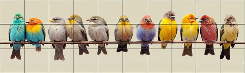 Ceramic tile mural - colorful bird