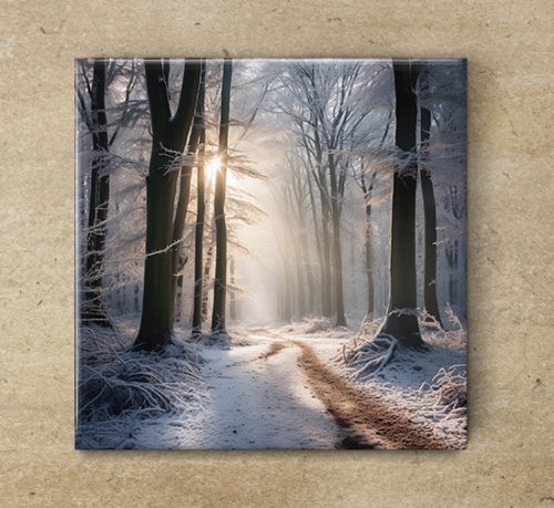 Tile mural - winter landscape with deers 