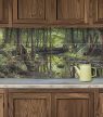 Ceramic tile mural with forest creek, rocks and trees