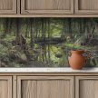 Ceramic tile mural with forest creek, rocks and trees