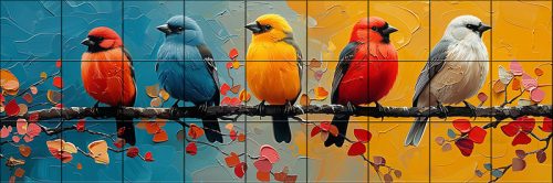 Ceramic tile mural - colorful bird