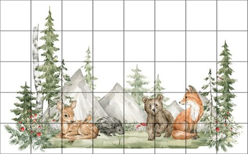 Erdei állatok - mozaik csempe (106x76cm)