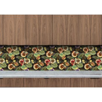 Ceramic tile mural - ammonites fossil