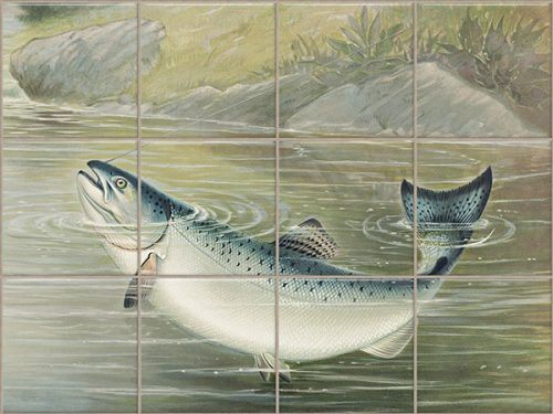 Tile mural - fishes -fishing II. 