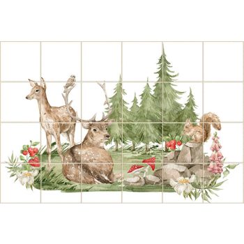 Ceramic tile mural - deers in the forest